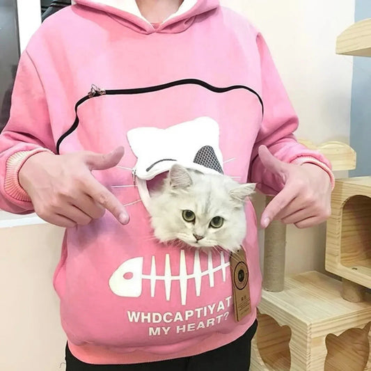 Cat Lover Hoodie – Cozy Kangaroo Pocket Pullover with Dog Paw Print & Cute Animal Ears Sweatshirt