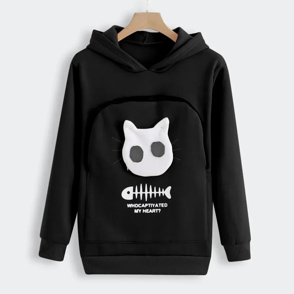 Cat Lover Hoodie – Cozy Kangaroo Pocket Pullover with Dog Paw Print & Cute Animal Ears Sweatshirt