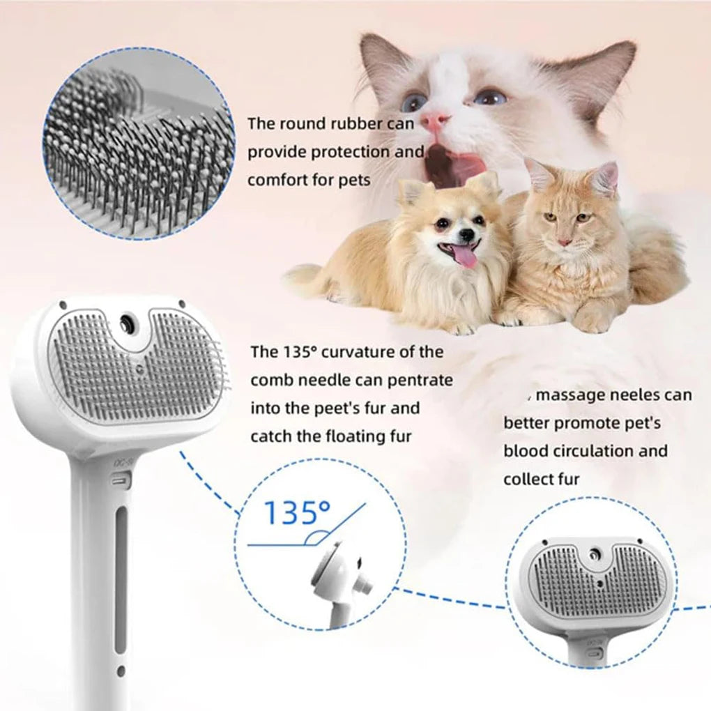 Luxury Steam Grooming Brush for Dogs - Unique Steam Spray Dog Brush for Effortless Grooming