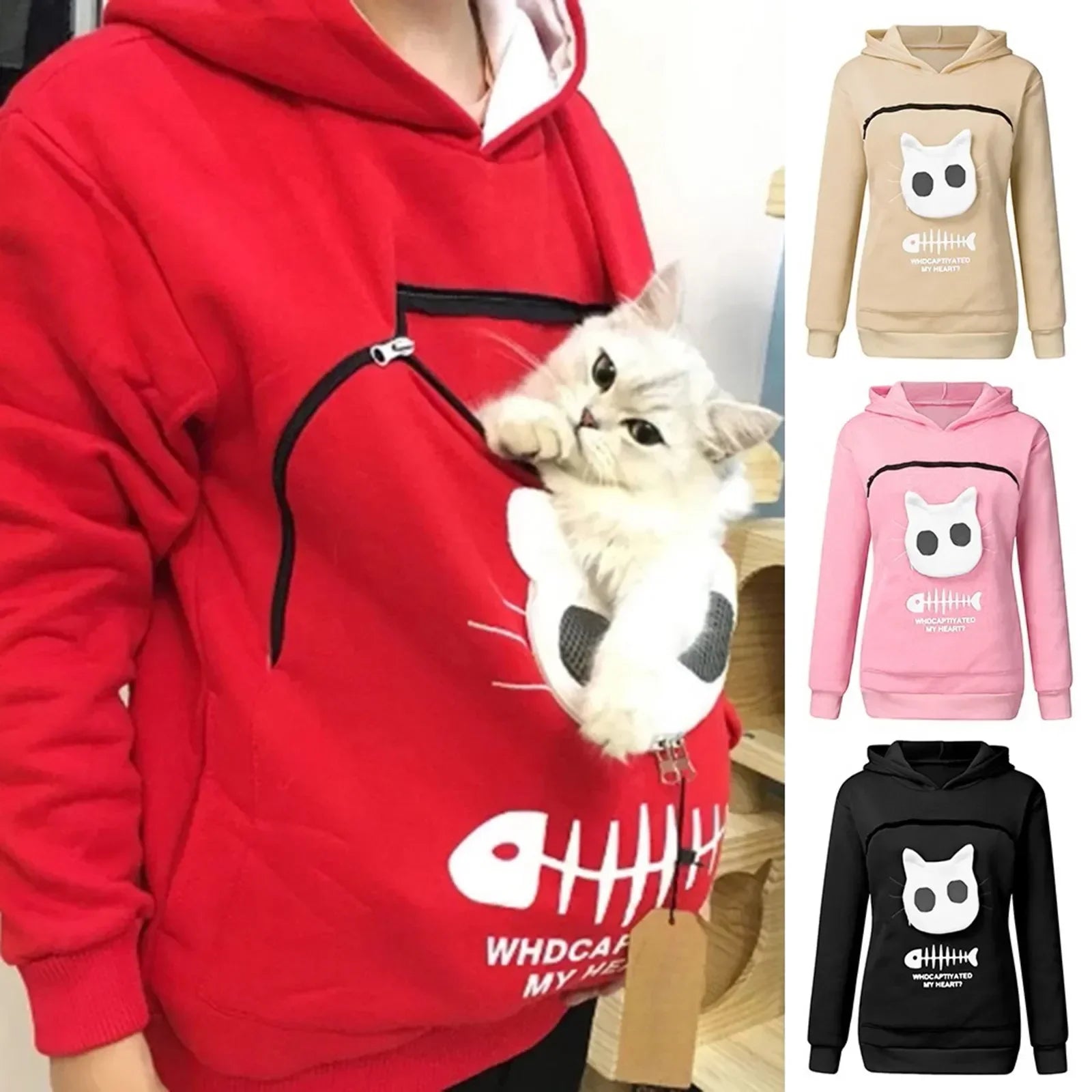Cat Lover Hoodie – Cozy Kangaroo Pocket Pullover with Dog Paw Print & Cute Animal Ears Sweatshirt