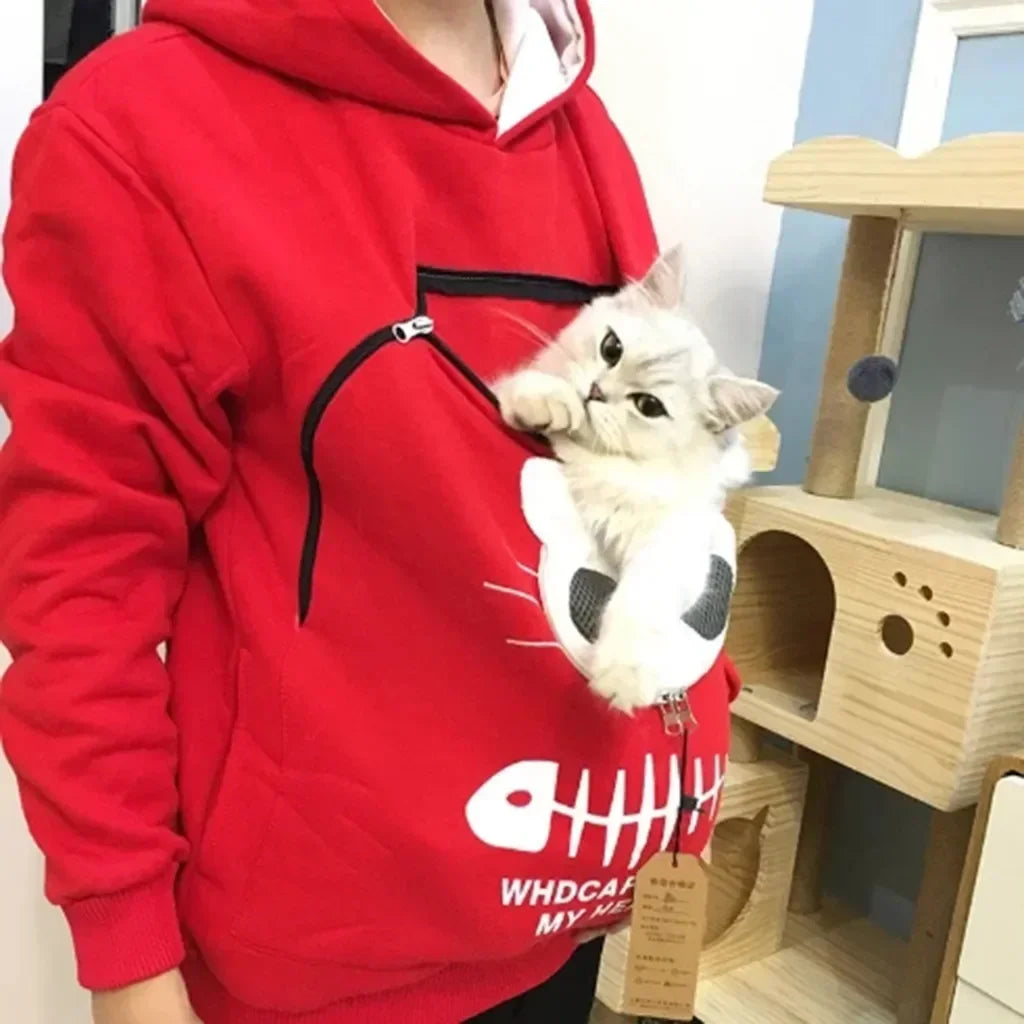 Cat Lover Hoodie – Cozy Kangaroo Pocket Pullover with Dog Paw Print & Cute Animal Ears Sweatshirt