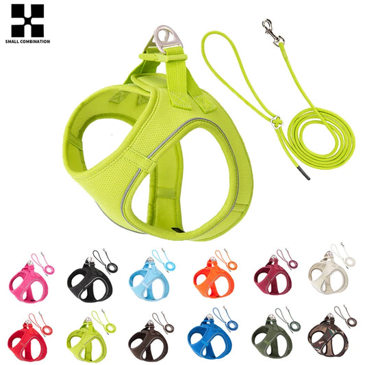 Dog Harness and Leash Set – Adjustable Reflective Pet Vest for Small & Medium Dogs, Puppies and Cats – Comfortable No-Pull Harness for Outdoor Walking (Chihuahua, Yorkie, French Bulldog)
