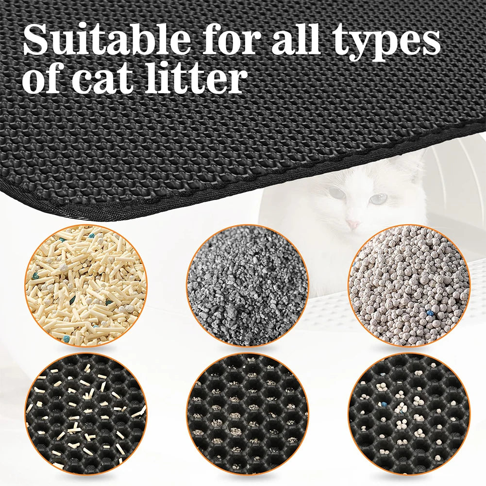 Cat Litter Mat – Double Layer Waterproof Urine-Resistant Pad, Easy to Clean, Non-Slip, Scratch-Resistant Large Pet Mat for Litter Box