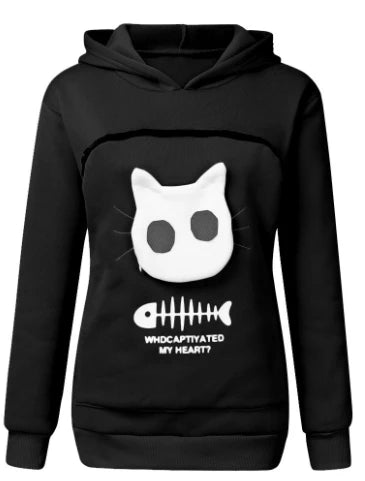 Cat Lover Hoodie – Cozy Kangaroo Pocket Pullover with Dog Paw Print & Cute Animal Ears Sweatshirt