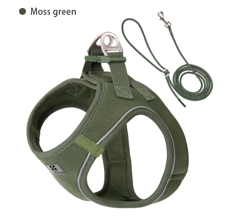 Dog Harness and Leash Set – Adjustable Reflective Pet Vest for Small & Medium Dogs, Puppies and Cats – Comfortable No-Pull Harness for Outdoor Walking (Chihuahua, Yorkie, French Bulldog)