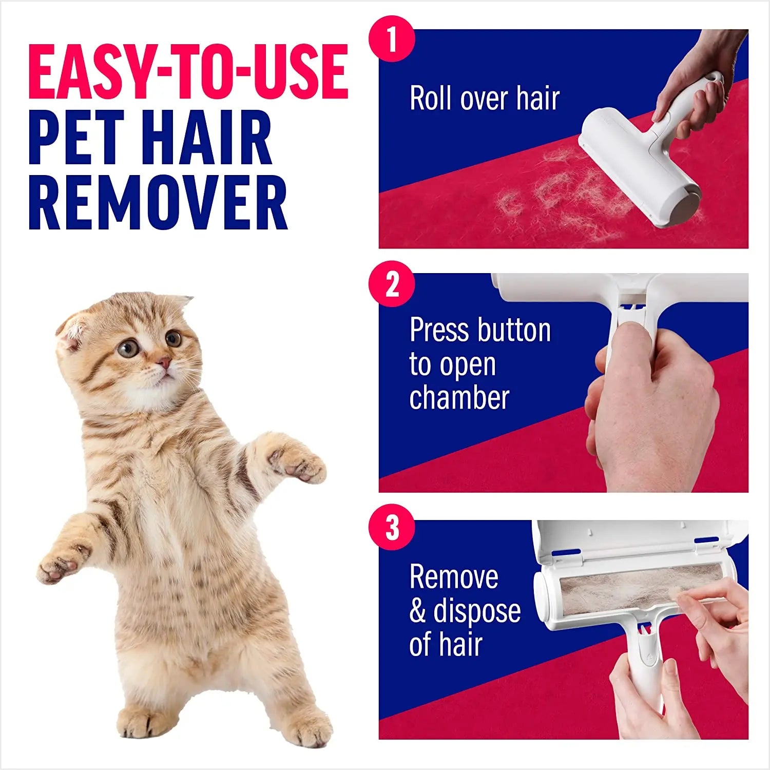 Pet Hair Remover Roller – Instantly Remove Dog & Cat Fur from Furniture & Clothes