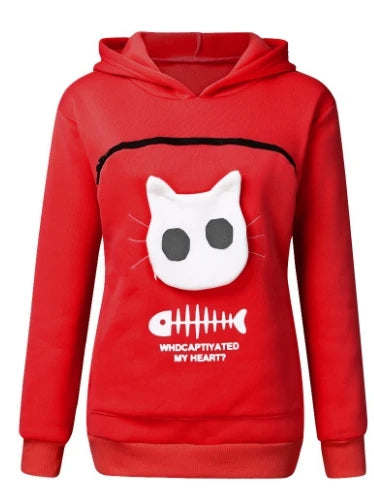 Cat Lover Hoodie – Cozy Kangaroo Pocket Pullover with Dog Paw Print & Cute Animal Ears Sweatshirt