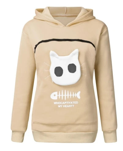 Cat Lover Hoodie – Cozy Kangaroo Pocket Pullover with Dog Paw Print & Cute Animal Ears Sweatshirt