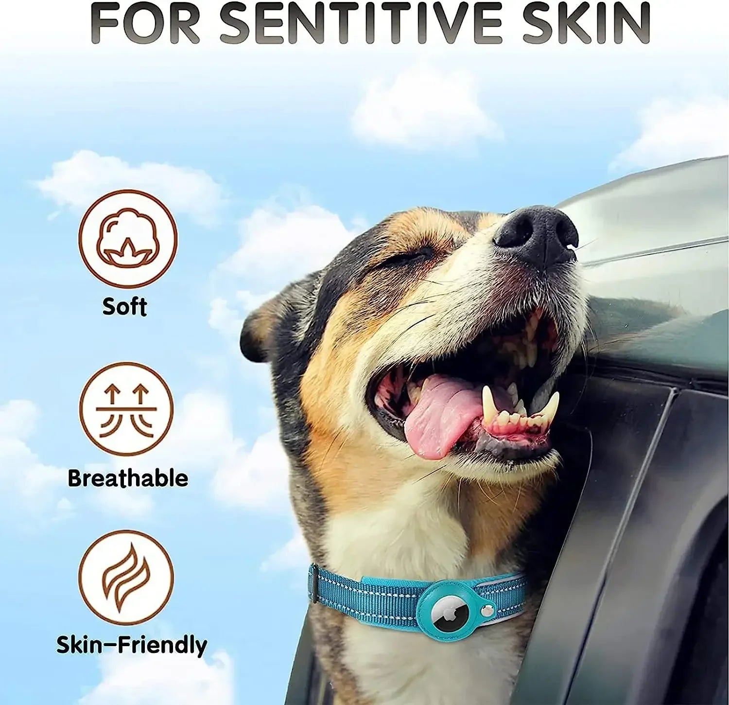 Reflective Dog Collar for Apple AirTag – Waterproof Pet Collar with Anti-Lost Tracker Holder, Secure & Adjustable Positioning Collar for Dogs & Cats