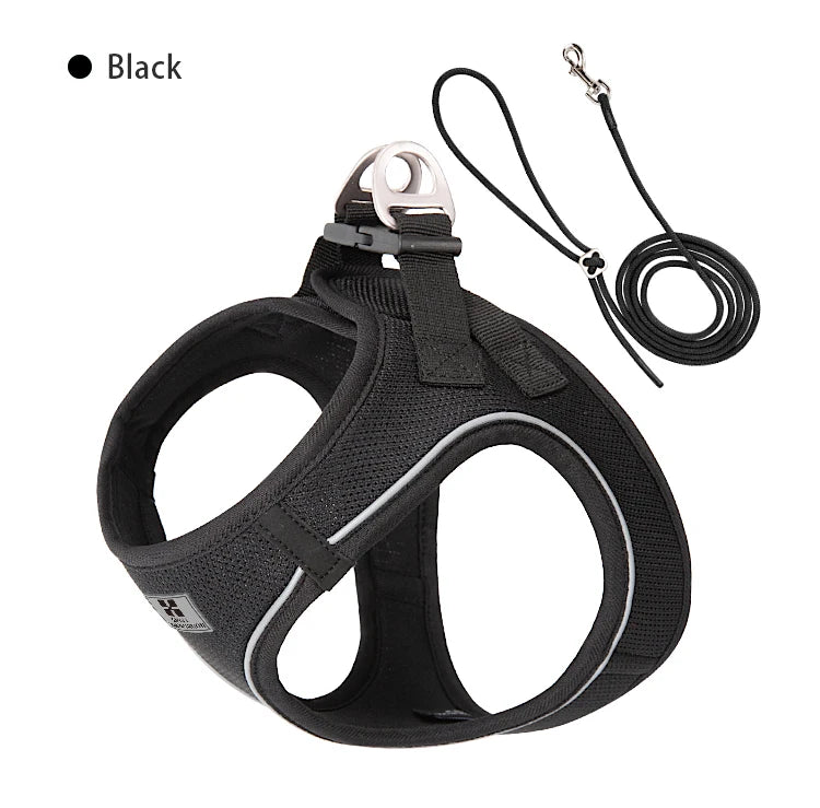 Dog Harness and Leash Set – Adjustable Reflective Pet Vest for Small & Medium Dogs, Puppies and Cats – Comfortable No-Pull Harness for Outdoor Walking (Chihuahua, Yorkie, French Bulldog)
