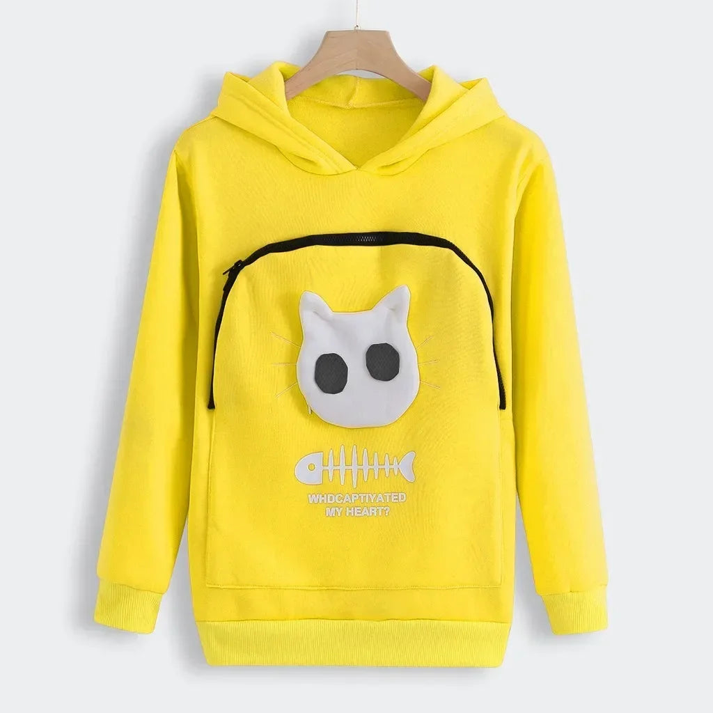 Cat Lover Hoodie – Cozy Kangaroo Pocket Pullover with Dog Paw Print & Cute Animal Ears Sweatshirt