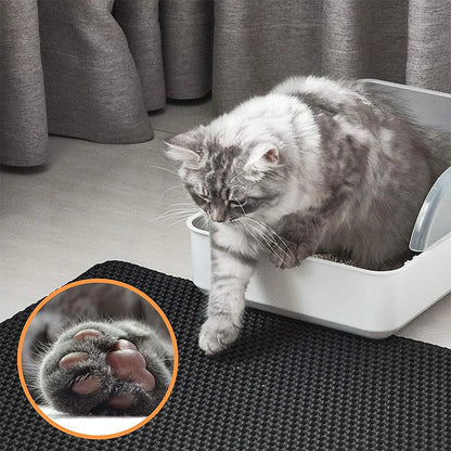 Cat Litter Mat – Double Layer Waterproof Urine-Resistant Pad, Easy to Clean, Non-Slip, Scratch-Resistant Large Pet Mat for Litter Box