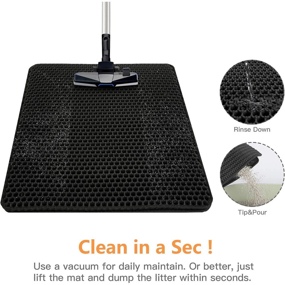 Cat Litter Mat – Double Layer Waterproof Urine-Resistant Pad, Easy to Clean, Non-Slip, Scratch-Resistant Large Pet Mat for Litter Box