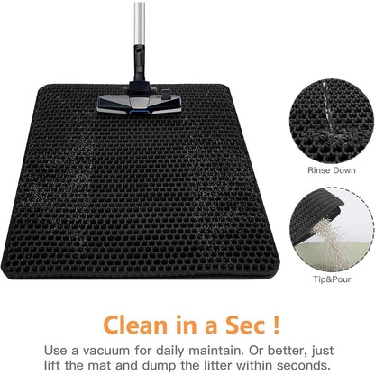 Cat Litter Mat – Double Layer Waterproof Urine-Resistant Pad, Easy to Clean, Non-Slip, Scratch-Resistant Large Pet Mat for Litter Box
