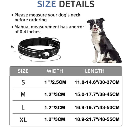 Reflective Dog Collar for Apple AirTag – Waterproof Pet Collar with Anti-Lost Tracker Holder, Secure & Adjustable Positioning Collar for Dogs & Cats