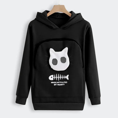 Cat Lover Hoodie – Cozy Kangaroo Pocket Pullover with Dog Paw Print & Cute Animal Ears Sweatshirt