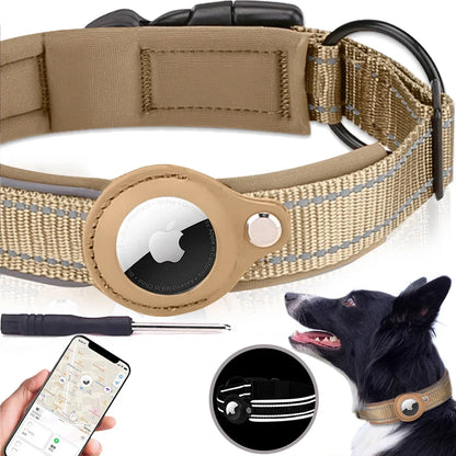 Reflective Dog Collar for Apple AirTag – Waterproof Pet Collar with Anti-Lost Tracker Holder, Secure & Adjustable Positioning Collar for Dogs & Cats
