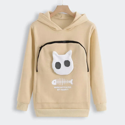 Cat Lover Hoodie – Cozy Kangaroo Pocket Pullover with Dog Paw Print & Cute Animal Ears Sweatshirt