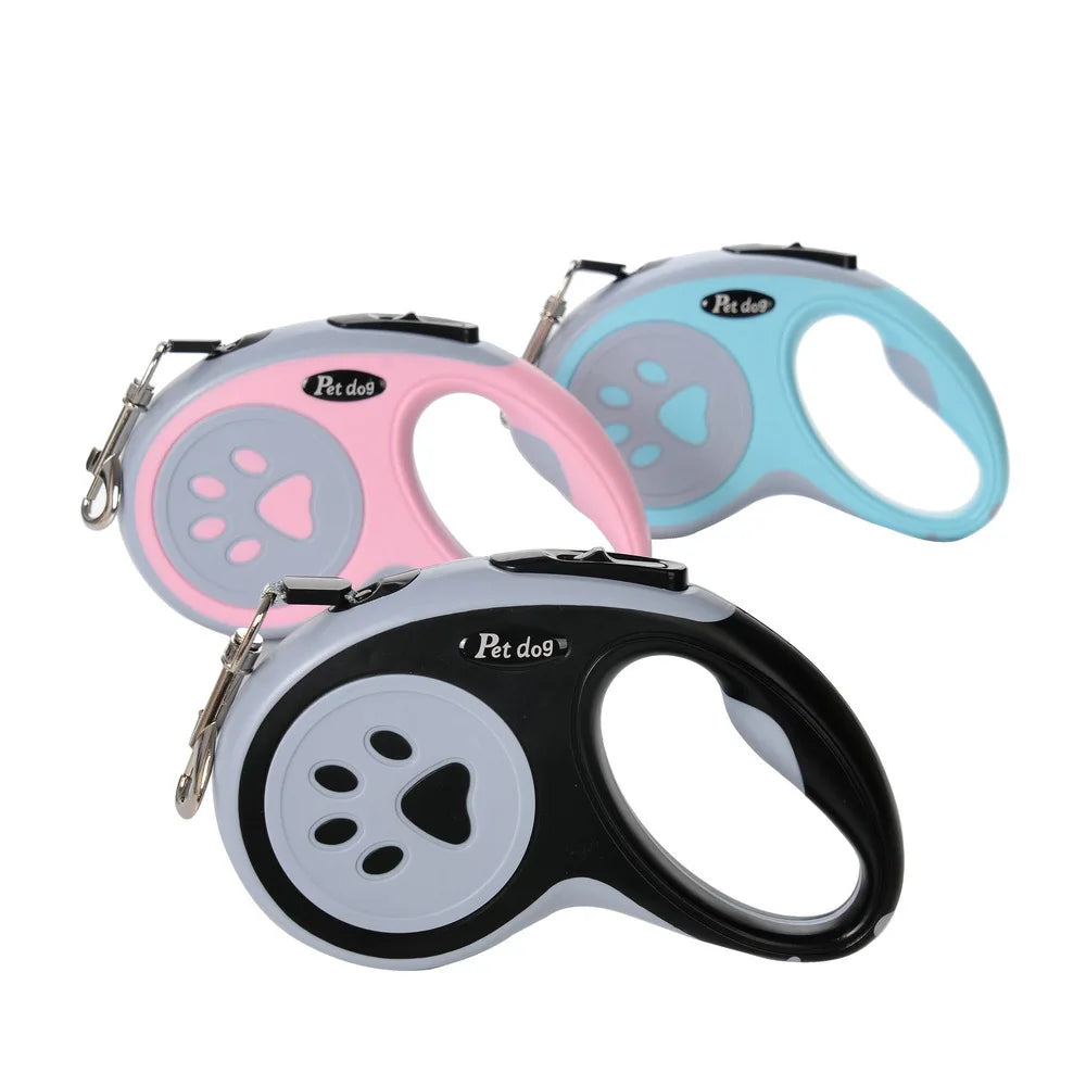 Automatic Retractable Dog Leash – Durable Telescopic Pet Lead with Bone & Paw Print Design – Strong Walking Leash for Small, Medium & Large Dogs